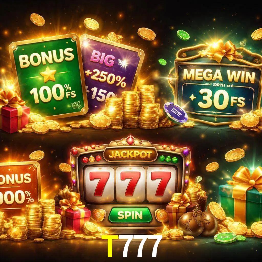 Tipos de bonos T777 incluyendo recompensas de bienvenida y promociones continuas