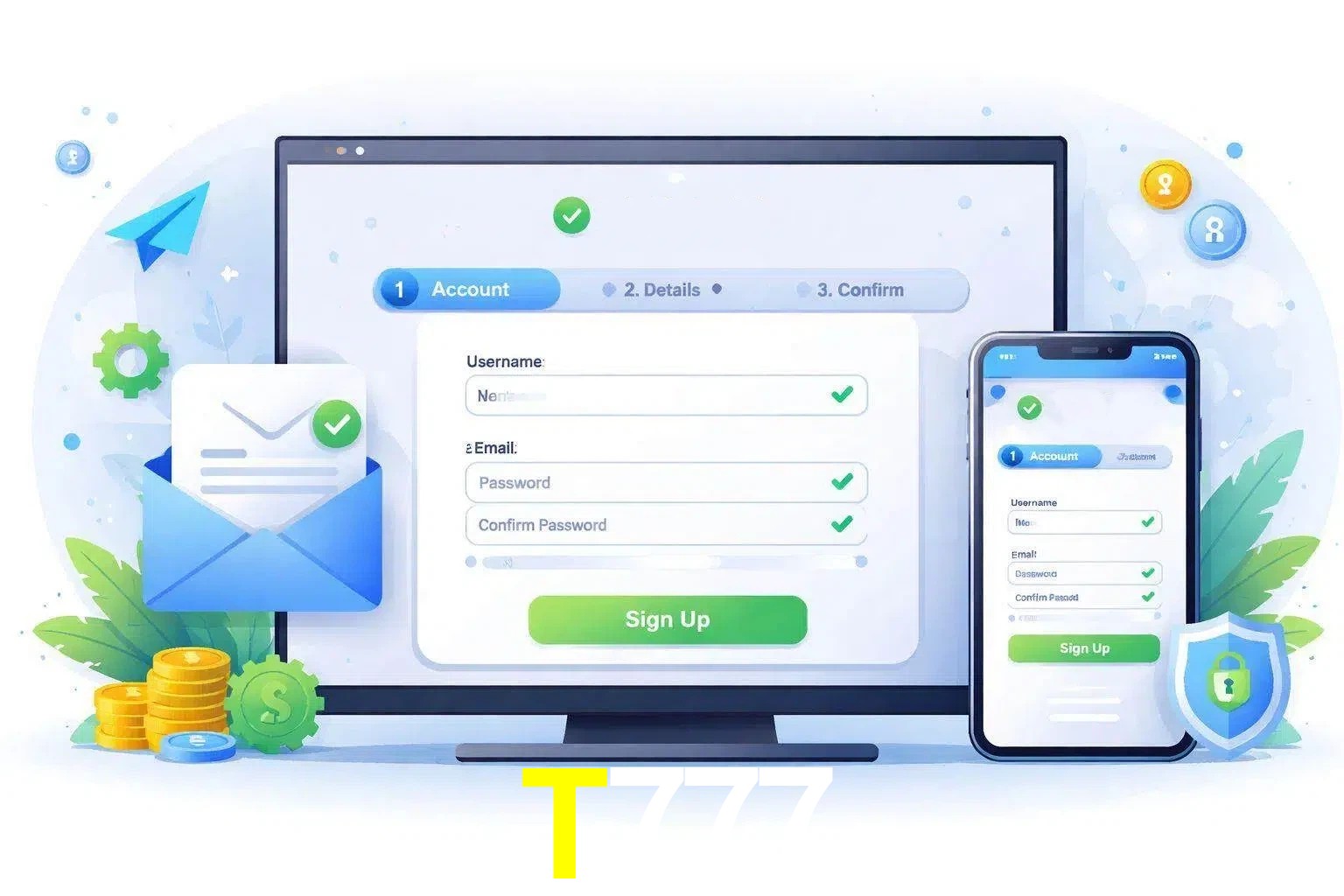 Registro de nuevo usuario y configuración de cuenta T777